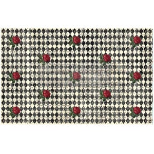 Collection Perdu au pays des merveilles | Tissu pour découpage Queen's Court of Roses | 19,5 x 30 po. 1 feuille | Hiver 2024 | limité | Redesign avec Prima