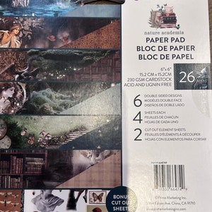 Nature Academia-papieren blok | Nature Academia-collectie | 3 meisjesverhaal | 26 vellen, 6 x 6; 6 ontwerpen x 4 vellen | 24 juli | Prima Marketing, Inc.