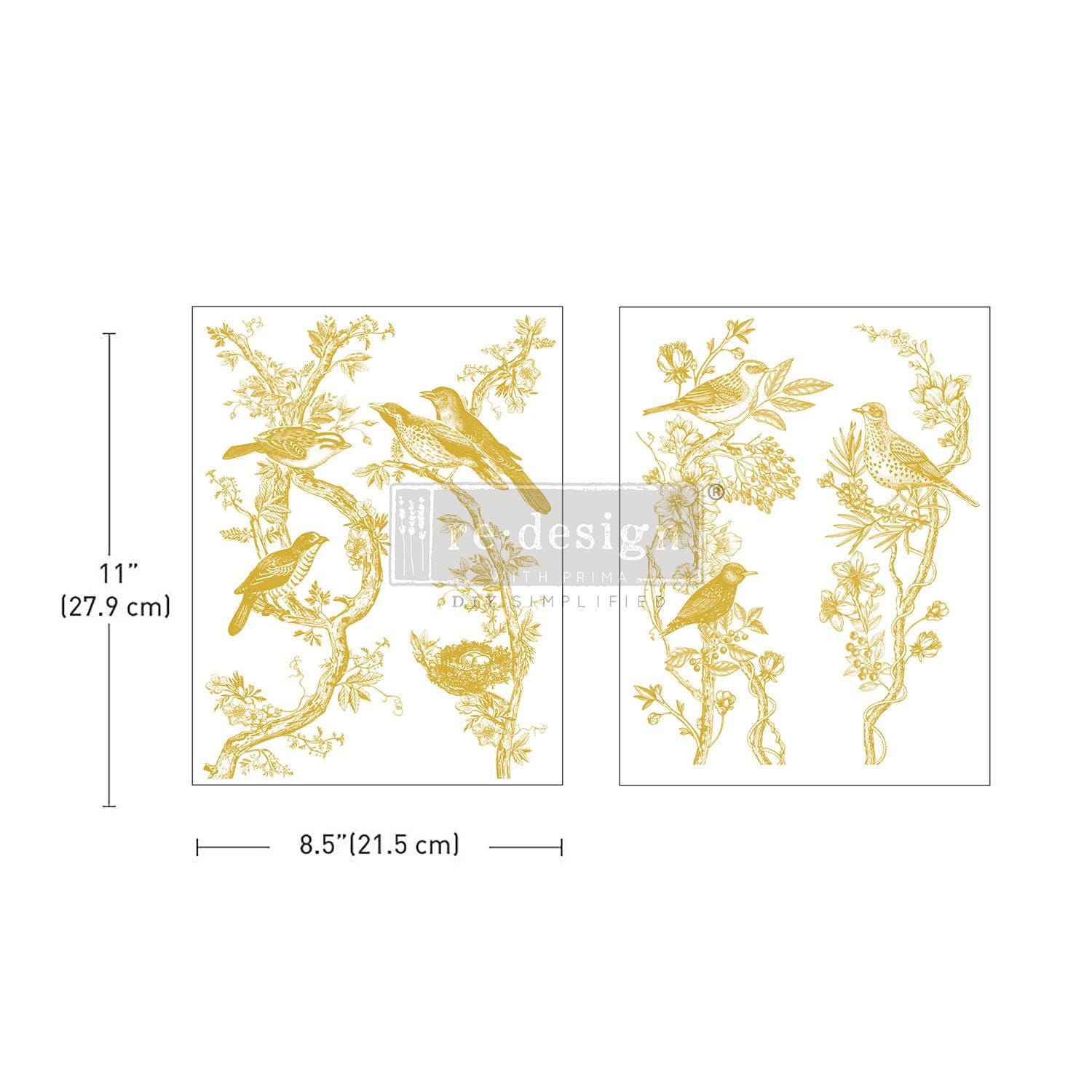 Décalcomanies à Transférer Golden Peony Pour Meubles Et Crafts - Lot De 3 - Dimensions 6x11.8 Pouces