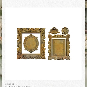 May include: Ornate, antique-style decorative frames and embellishments in shades of gold and brown. The image includes a large rectangular frame with an oval insert, a smaller rectangular frame, and several decorative accents. Text at the top reads "DECOR MOULDS®".