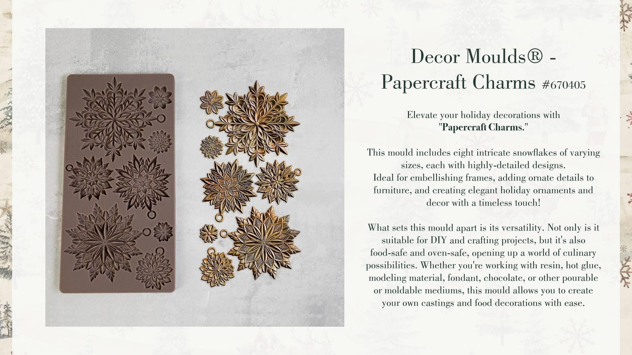 Papercraft Charms Decor Mould | Christmas Mould | 8 Pcs, 5”x10”x8mm ...