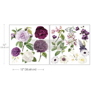 Majestic Blooms | Maxi transfer | Purple Floral | 2 sheets, 12”x12” | Spring23 | Redesign with Prima