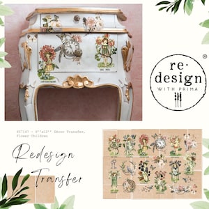 Bloem kinderen klein decor transfer | Lente | Beperkt aanbod | 6 x 12 inch: 3 vellen | Herontwerp met Prima