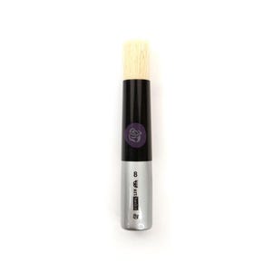 May include: A round-tipped paint brush with a light-colored bristle head. The handle is black with a purple rose logo and the number 8. The lower handle is silver with the text "art basics".