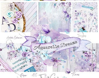 Collezione Aquarelle Dreams 12x12 Scrapbook Shts Assortiti - 4 fogli, doppio lato / Prima Marketing, Inc.