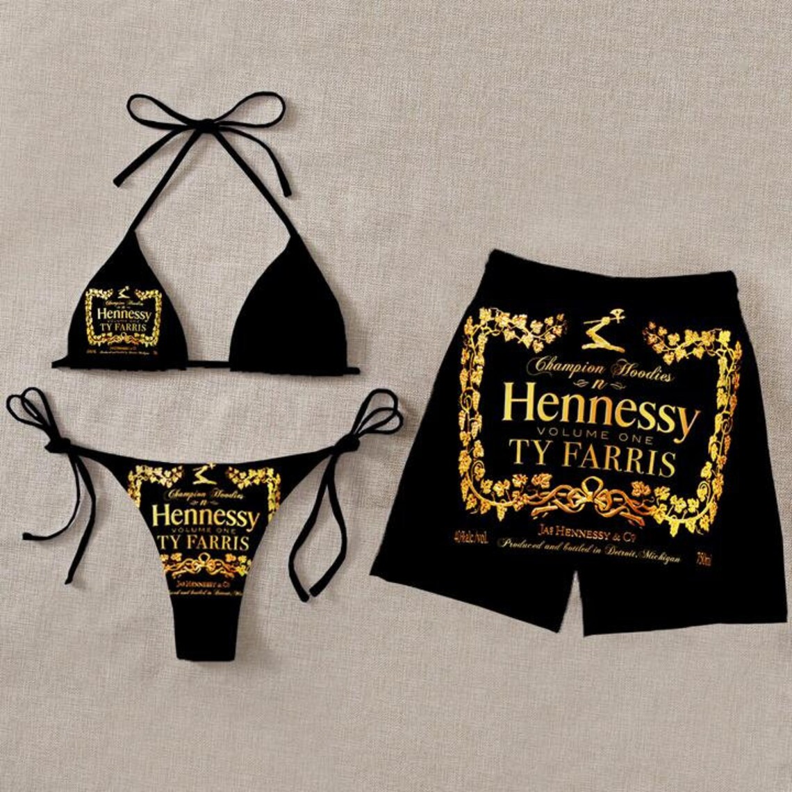 Couple matching Shorts bikini Personalized Hennessy Swimsuit Etsy