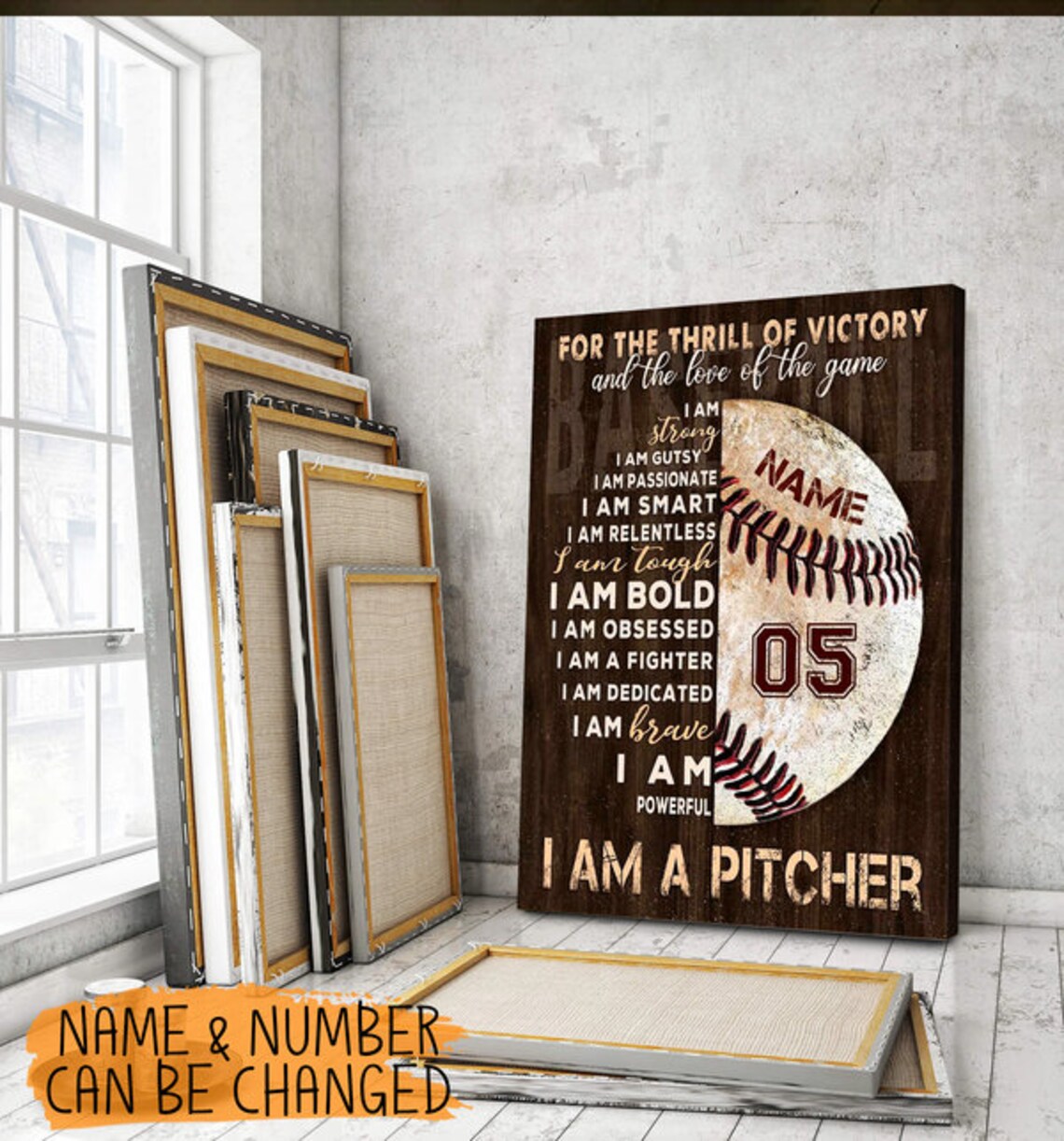 Personalised Baseball Canvas Beautiful Baseball Wall Art I am Etsy