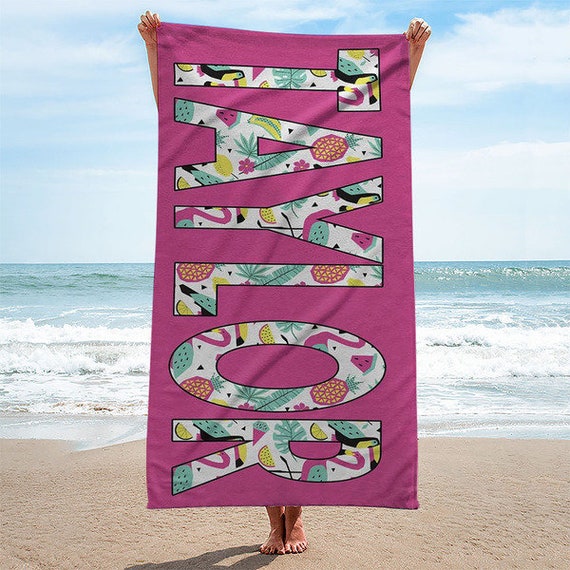 Custom Monogrammed Beach Towel Solid bold pattern beach Etsy
