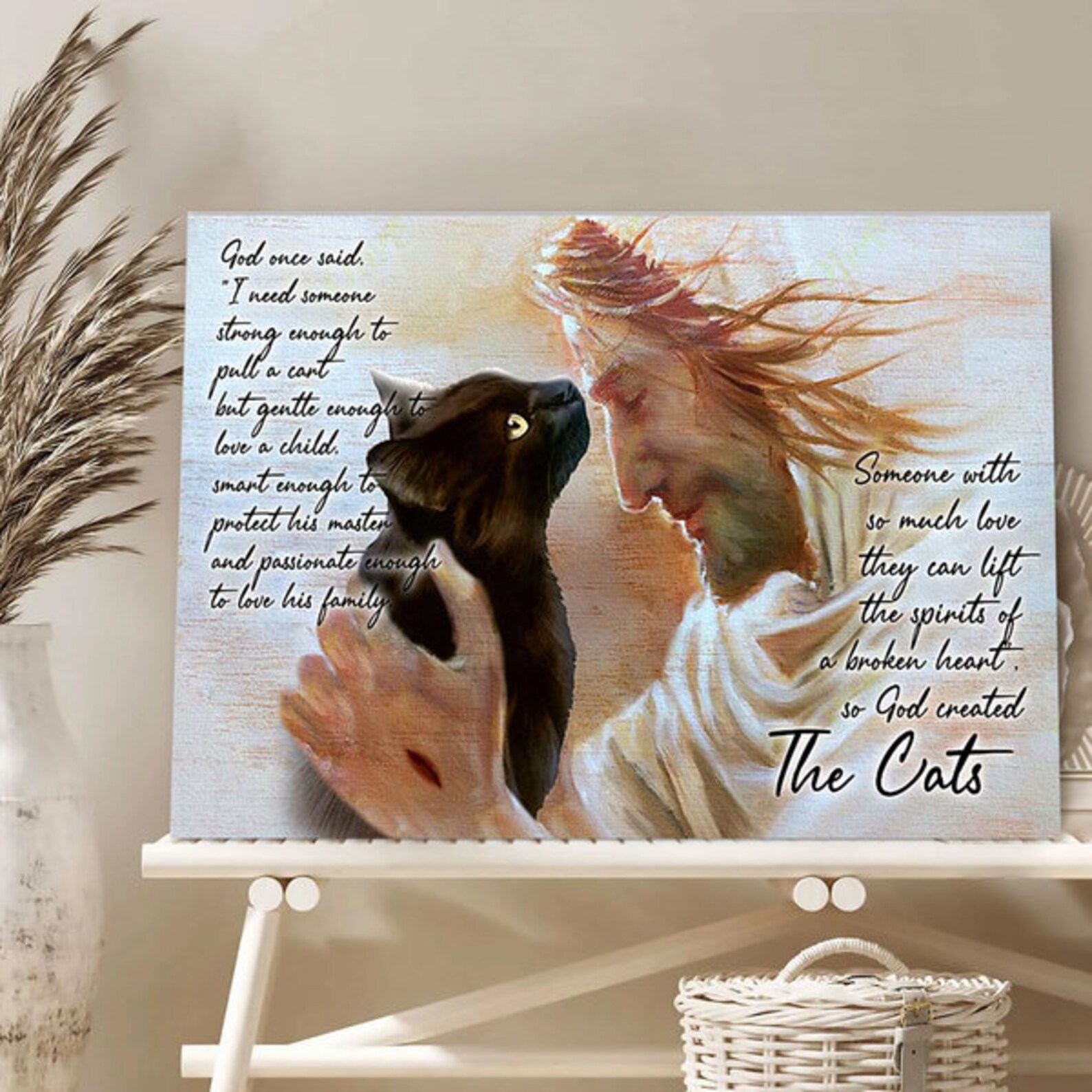 God's hug Jesus's kiss Personalised photo Cat Canvas | Etsy