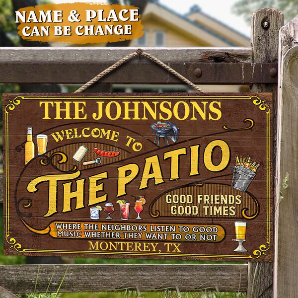 to the patio signs Custom Wooden Sign Wooden Patio Etsy