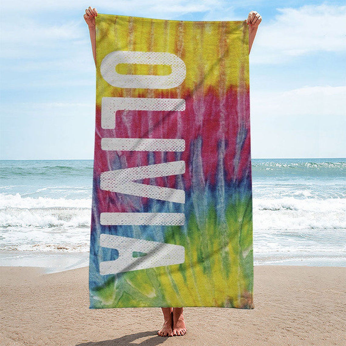named beach towels