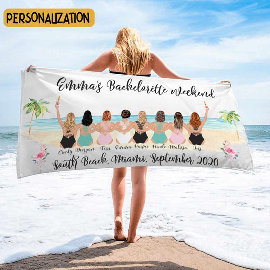 Bachelorette Customized Bride Squad Beach Towel Personalised Etsy