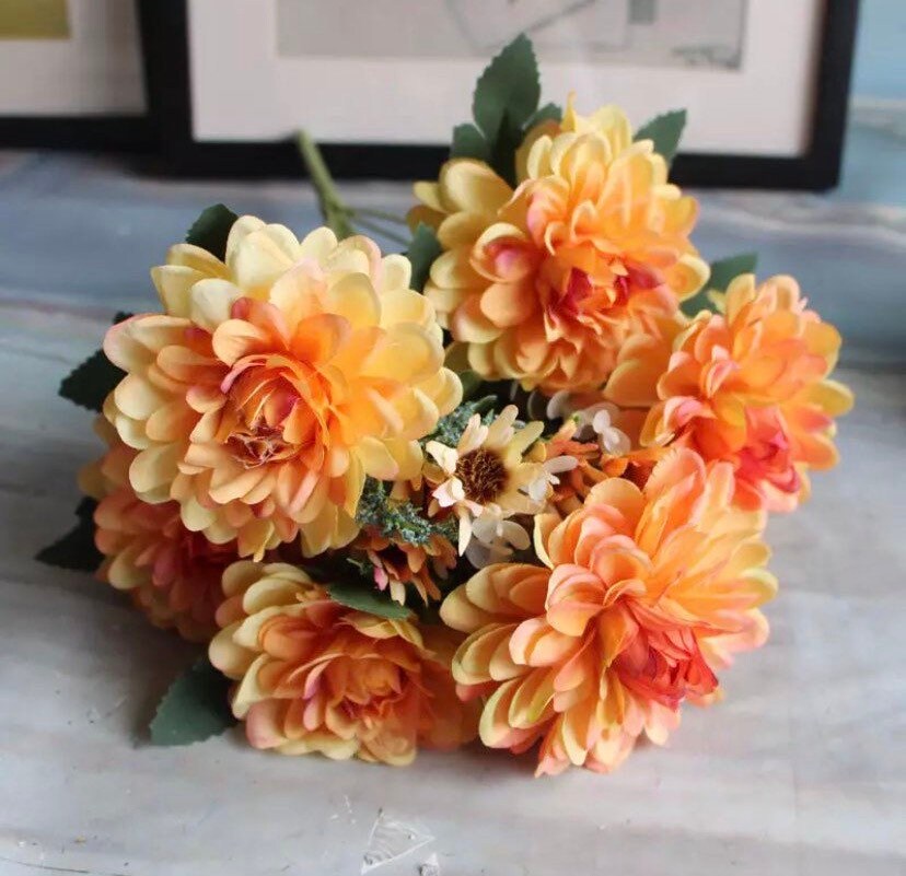10head Marigold Bouquet Artificial Marigold Flower Bouquet Etsy