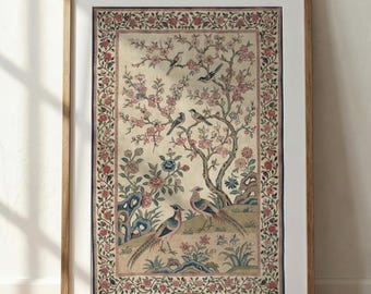 Chinoiserie Wand Kunst Druck | Vintage Vogel & Pfingstrose Illustration | Dekor von Noyre