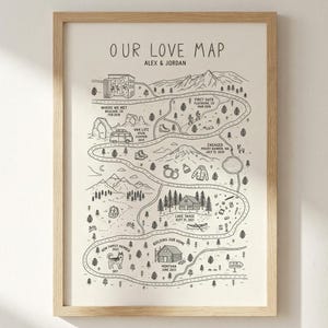 Regalo de aniversario en papel para esposo y esposa: Cronología de "Hola, ¿quieres?", mapa personalizado
