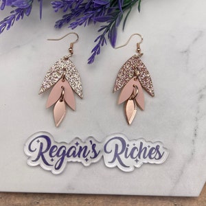 Rose Gold Leaf Acrylic Earrings
