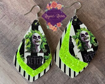 Beetlejuice Faux Leather Earrings