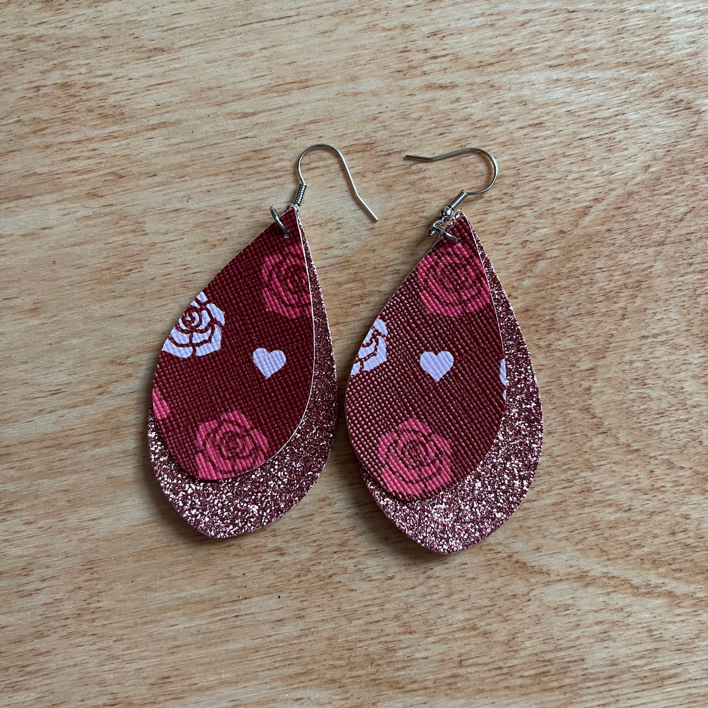 Valentines Day Faux Leather Earrings 2 | Etsy