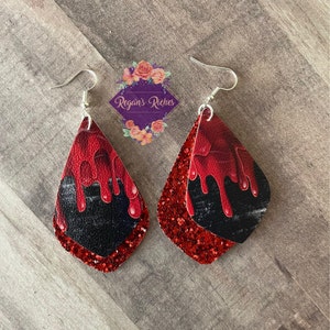 Blood Drips Faux Leather Earrings