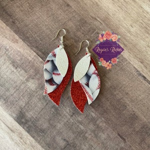Baseball Faux Leather Earrings