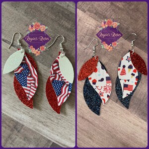 Independence Day Faux Leather Earrings