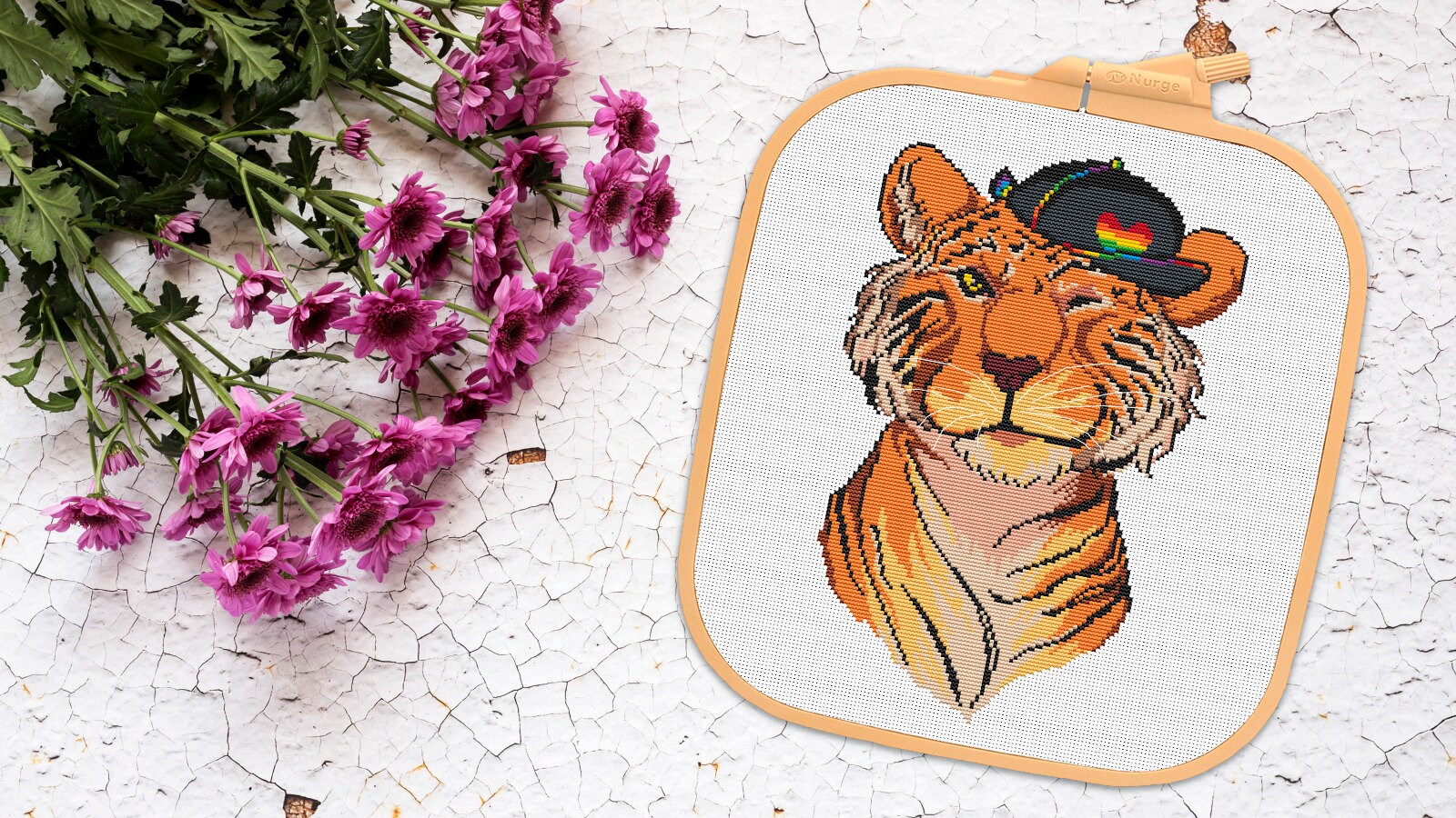 Tiger easy cross stitch pattern PDF modern cross stitch | Etsy