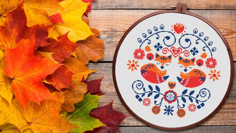 animal easy cross stitch pattern PDF funny Fox| love Vintage gift modern cross stitch pattern