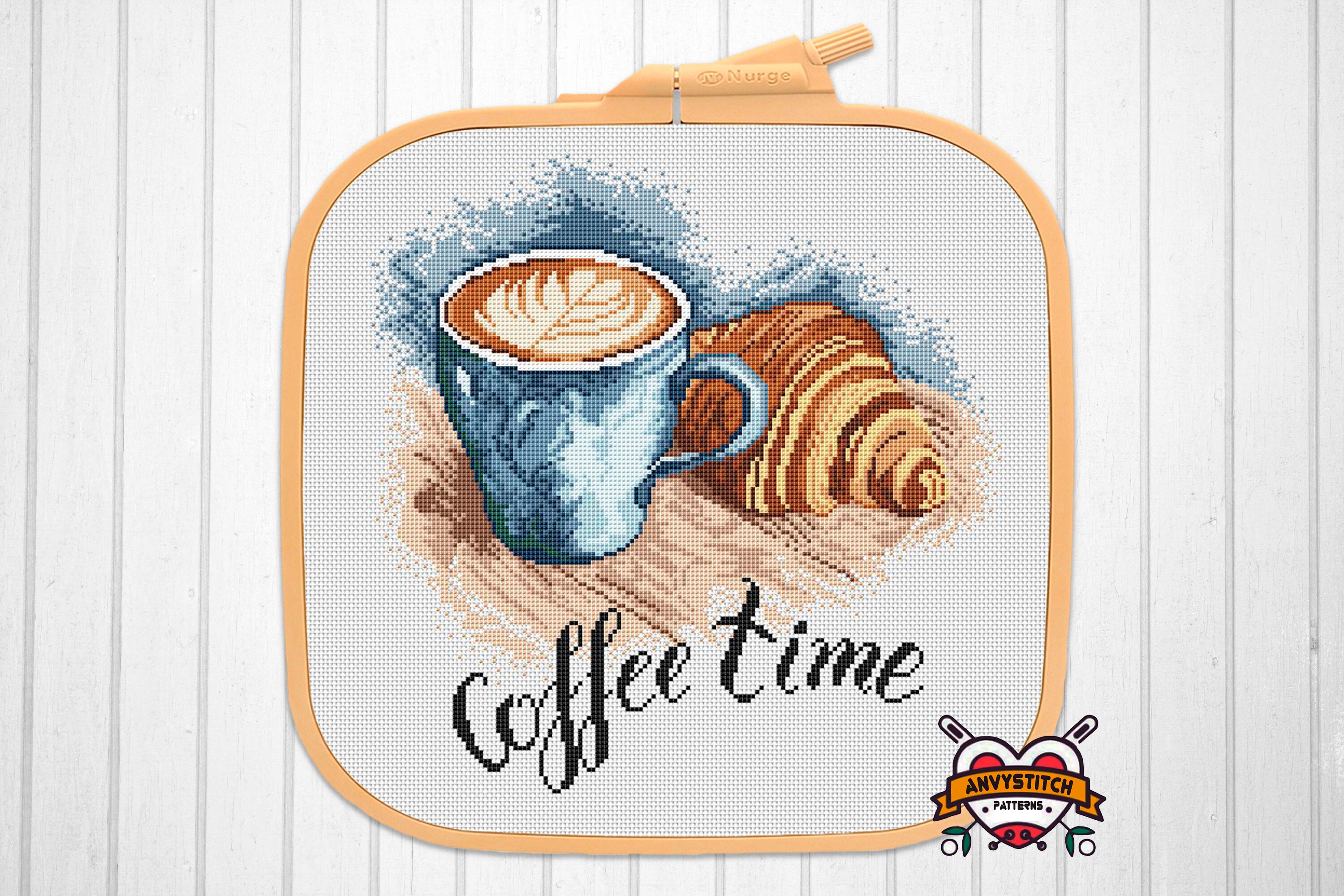 Coffee easy cross stitch pattern PDF modern cross stitch Etsy