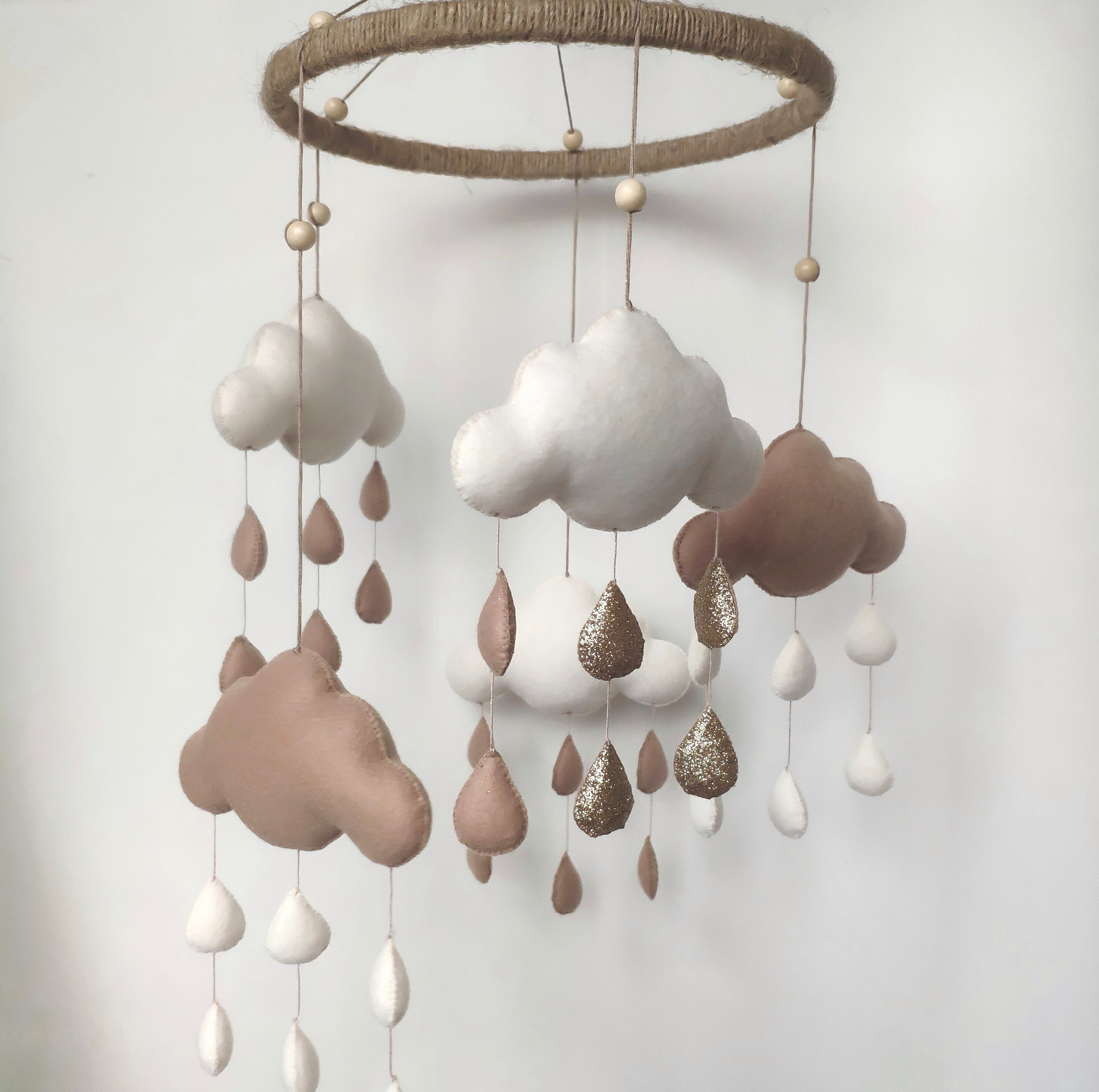 Cloud baby mobile / Clouds nursery decor / Rain nursery mobile Etsy