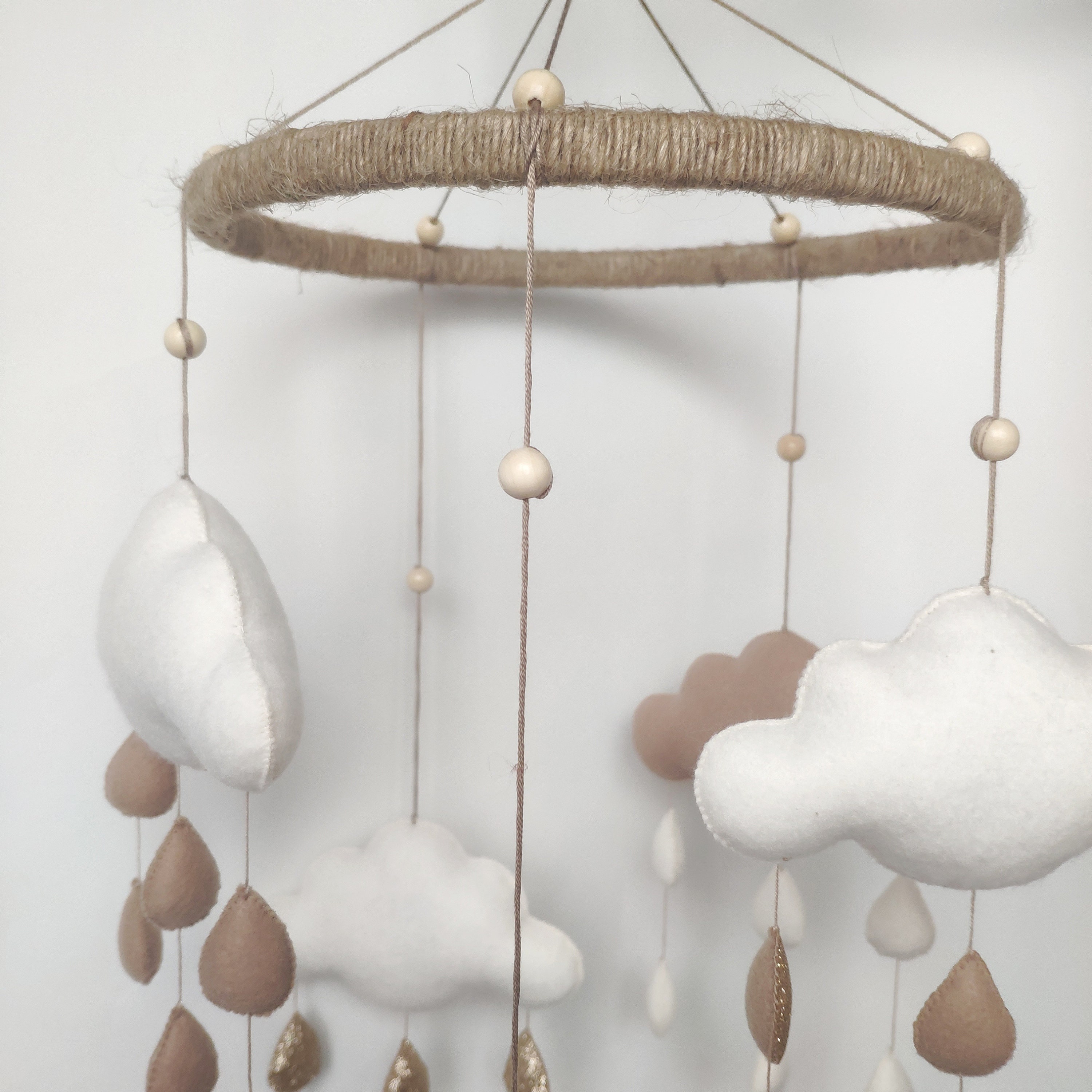 Cloud baby mobile / Clouds nursery decor / Rain nursery mobile Etsy