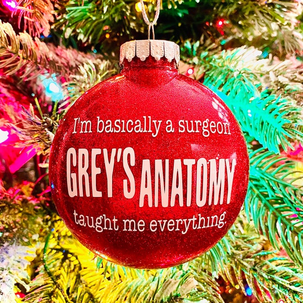 Greys Anatomy Inspired Christmas Ornament, Greys Anatomy Taught Me Everything Ornament, Greys Anatomy Inspired Ornament