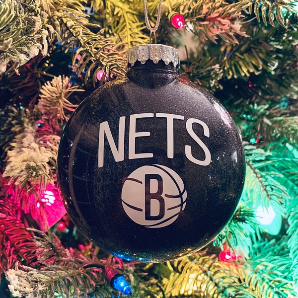 Brooklyn Nets Inspired Christmas Ornament, Nets Inspired Christmas Ornament, Brooklyn Inspired Christmas Ornament
