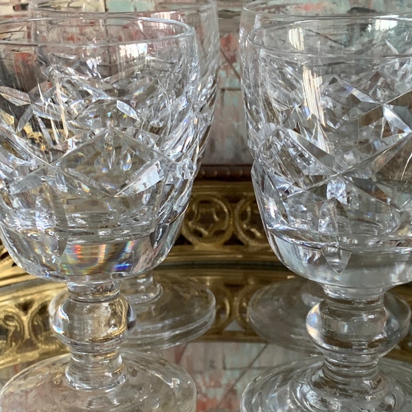 A Set of 4 Vintage Waterford Crystal Kerry Port Wine Glasses | Ball Knop Stem (Older)