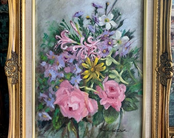 Original Oil on canvas by Mollie Fletcher | Summer Flowers Still Life | Signed by Artist