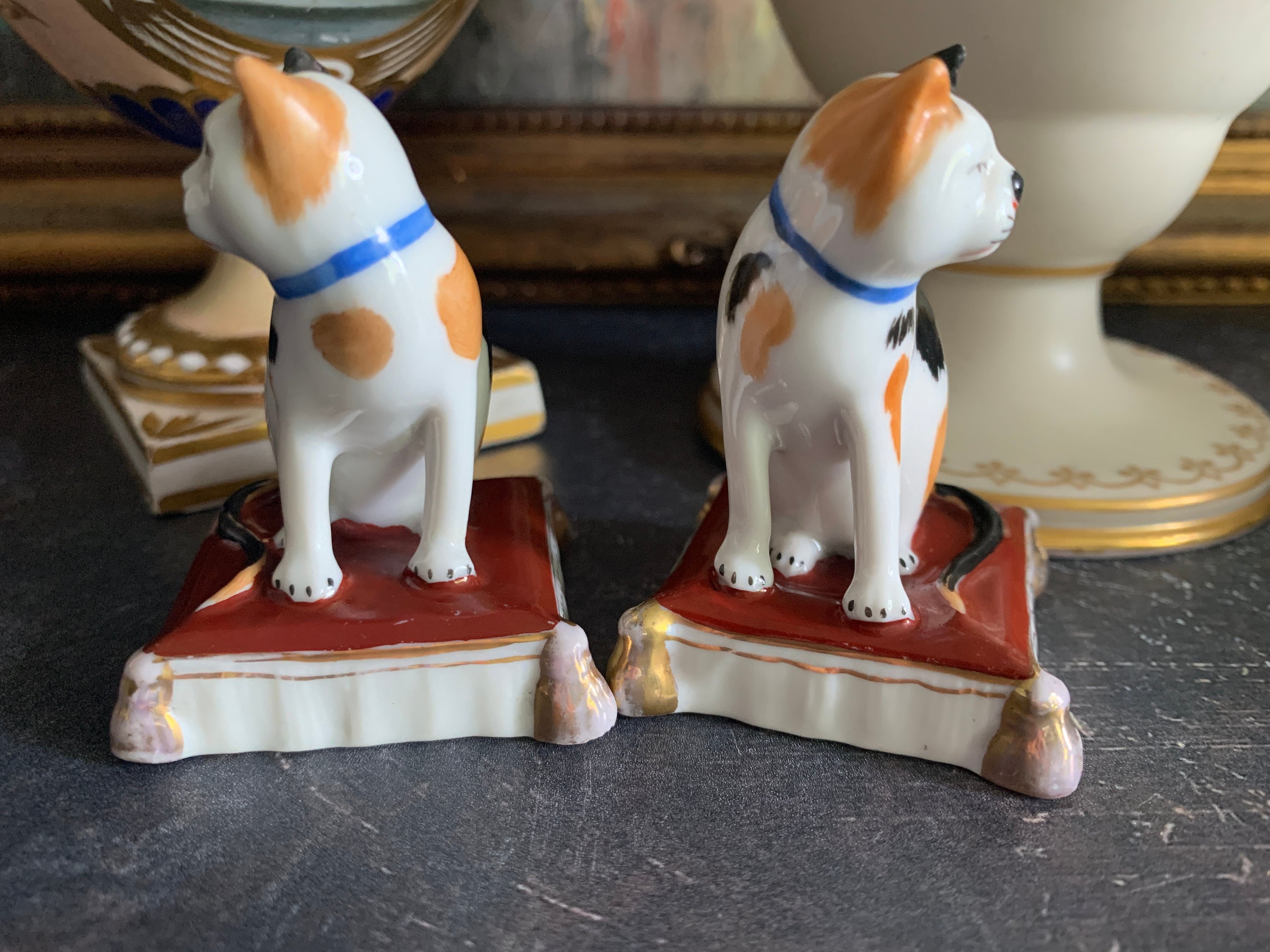 A Pair of Antique Staffordshire Cats Staffordshire Cat Ornaments Victorian Cat Figurines Etsy