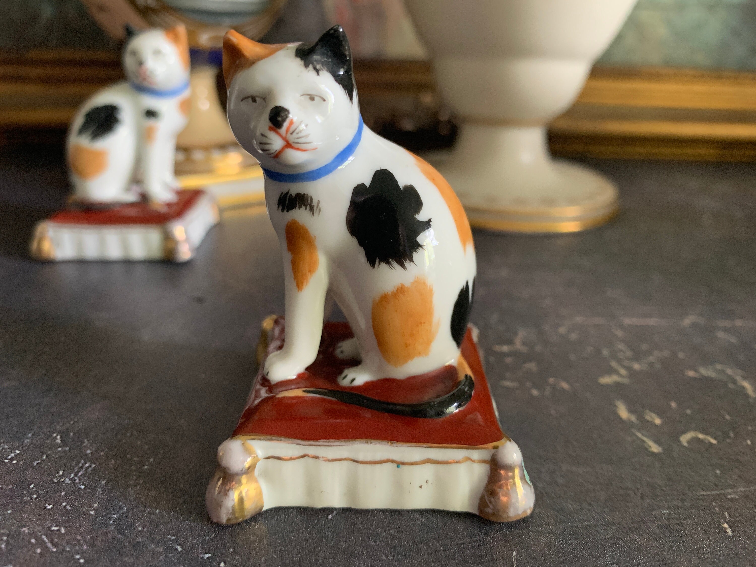 A Pair of Antique Staffordshire Cats Staffordshire Cat Ornaments Victorian Cat Figurines Etsy