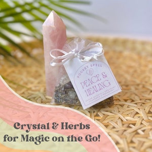 POCKET SPELLS - Spells for on-the-go - Herbs & Crystals - Protection Spell - Love Spell - Peace Spell