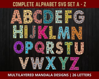 Free Free 117 Free Layered Alphabet Mandala Svg Set SVG PNG EPS DXF File