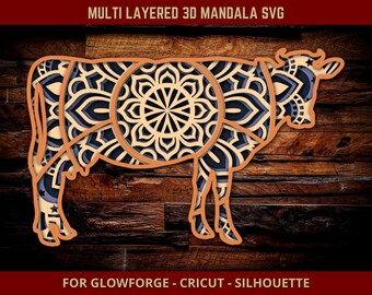 Download Cow Svg Mandala Svg Cut File For Glowforge Laser Cut Silhouette Cricut Cutting Machine 3d Mandala Zentangle Digital Download Heifer Design Craft Supplies Tools Embellishments Safarni Org