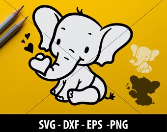 Download Party Decor Silhouette Baby Elephant Svg File For Glowforge Laser Cut Cricut Cutting Machine Iron On Transfer Sublimation Clip Art Cartoon Drawing Paper Party Supplies