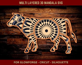 Download Cow Svg Mandala Svg Cut File For Glowforge Laser Cut Silhouette Cricut Cutting Machine 3d Mandala Zentangle Digital Download Heifer Design Craft Supplies Tools Embellishments Safarni Org