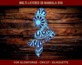 Download Cricut Mandala Mermaid Svg 3d Multi Layer Svg File For Glowforge Laser Cut Silhouette Cutting Machine Layered Mandala Little Mermaid Svg Party Supplies Paper Party Supplies