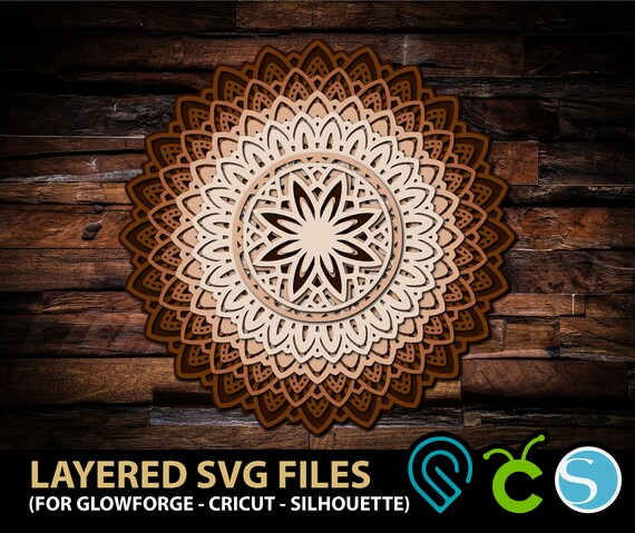 Download Cricut Cutting Machine Multi Layered Mandala Svg Flower Zentangle Svg 3d Mandala Sunflower Svg File For Glowforge Laser Cut Silhouette Confetti Party Decor