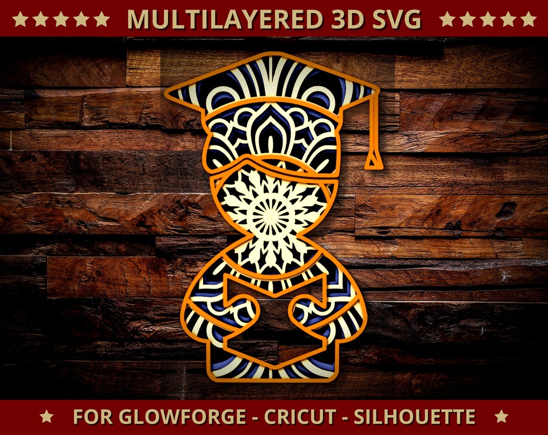Graduación 3D SVG Mandala Svg Archivo de corte para Glowforge - Etsy México