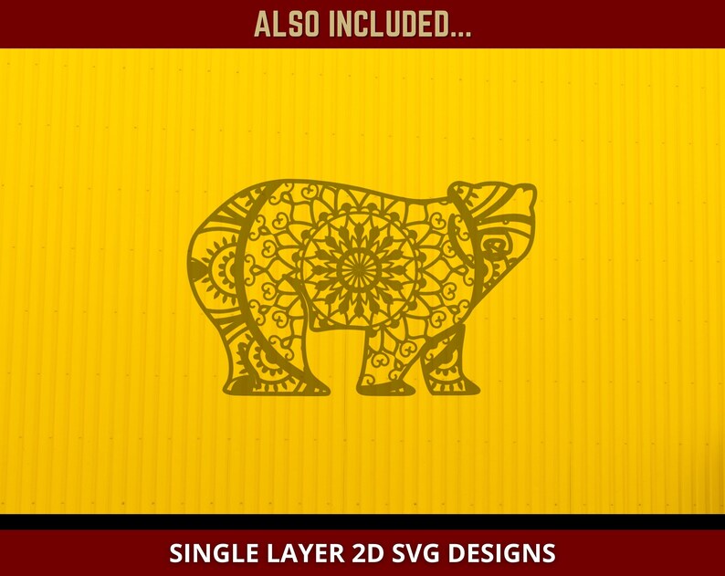 Download Silhouette Cricut Cutting Machine 3d Mandala Zentangle Layered Mama Bear Papa Bear Bear Svg Mandala Svg Cut File For Glowforge Laser Cut Party Decor Paper Party Supplies Vadel Com