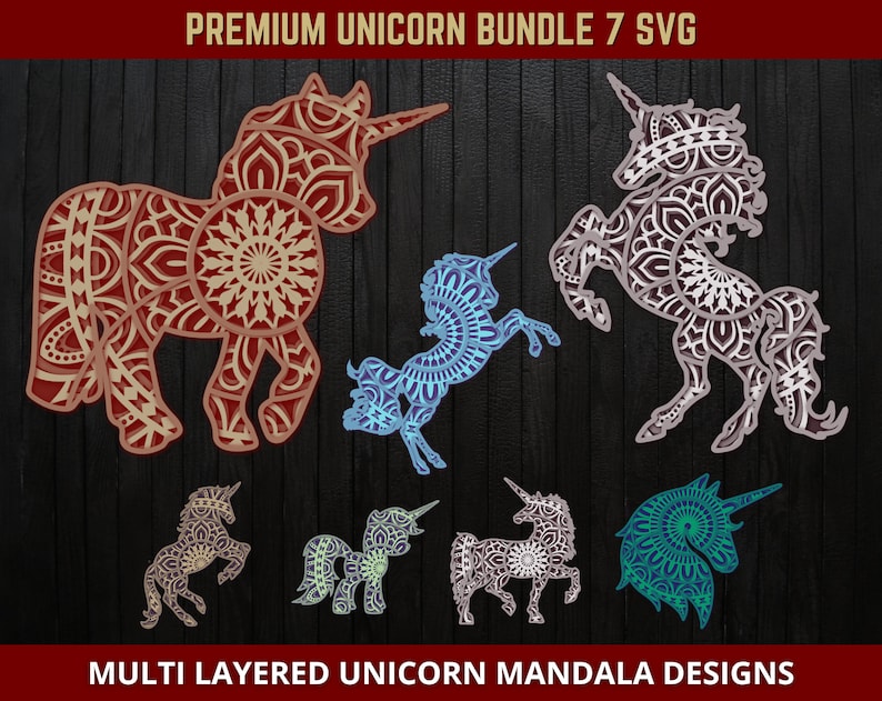 Download Unicorn Mandala Svg 3d Multilayered Mandala Svg Premium Bundle Design For Glowforge Laser Cut Cricut Silhouette Cutting Machines Multilayer Party Decor Paper Party Supplies