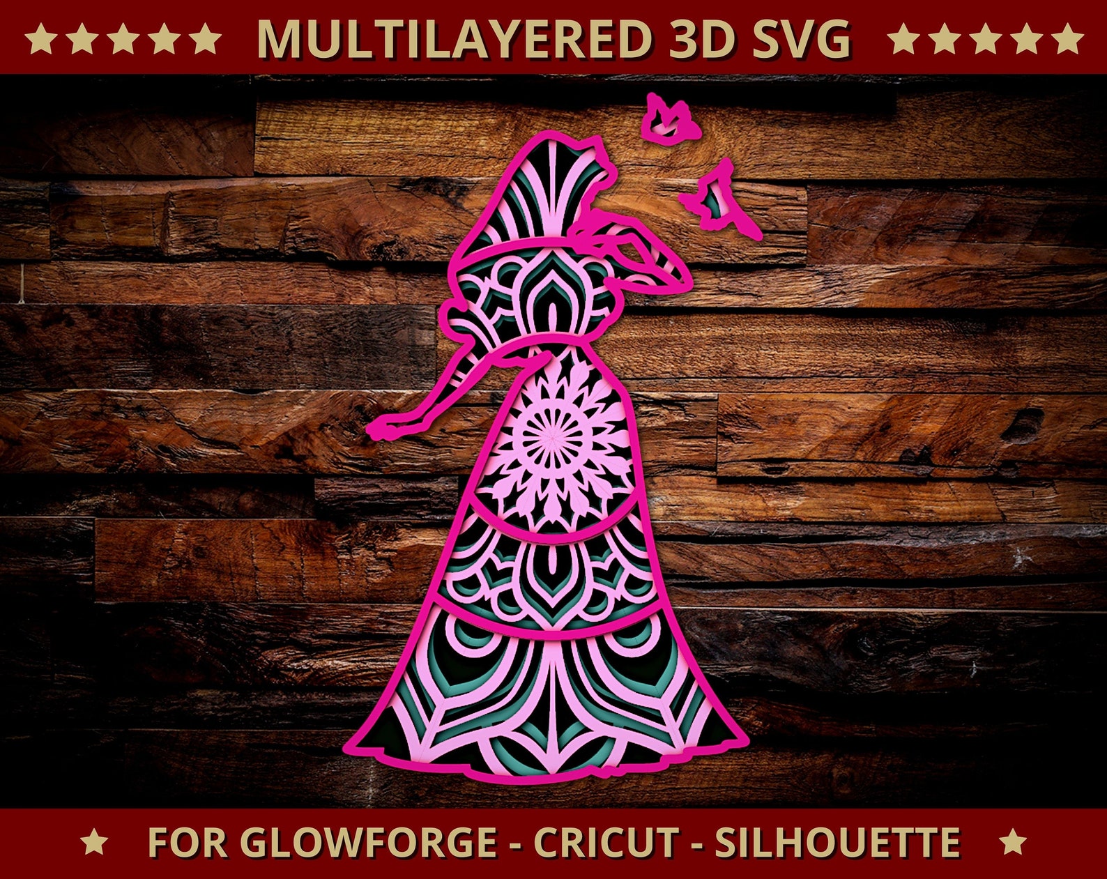 Download 3D Princess SVG Mandala Svg Cut File for Glowforge Laser ...