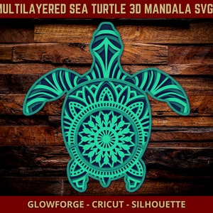 Download 3d Mandala Svg Sea Turtle Svg Laser Cut Files Layered Sea Etsy