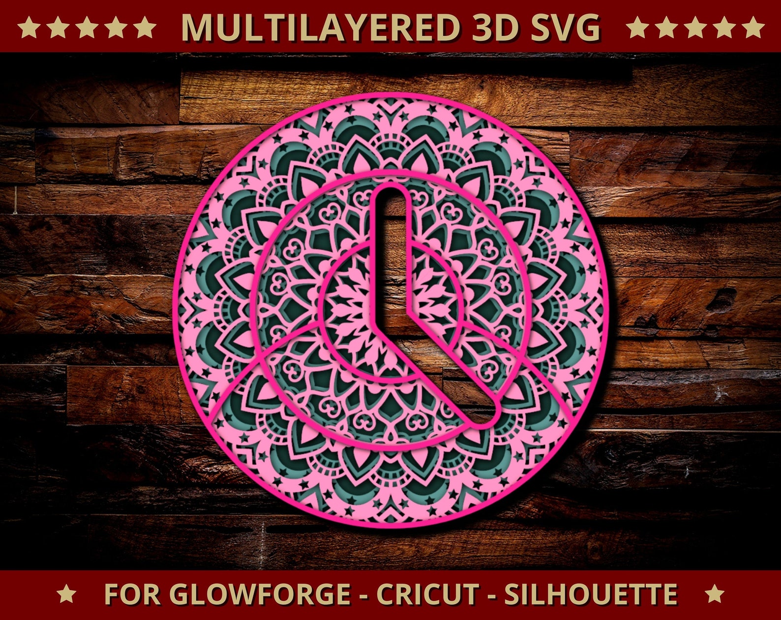 Download 3D Clock SVG Mandala Svg Cut File for Glowforge Laser Cut | Etsy
