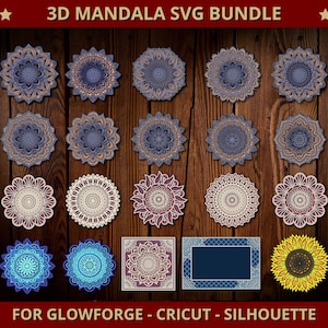 Mandala SVG files 3D Mandala Svg Bundle for Glowforge Laser Cut, Cricut, Silhouette Cutting Machine 20 Layered Svg Designs Multi Layers Svg